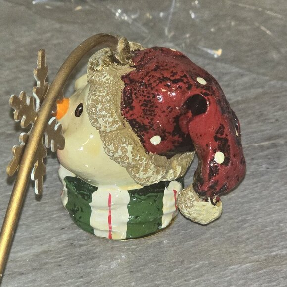 Candle snuffer Home Interiors Snowman Figurine with Metal Snowflake Swirl - Picture 4 of 7